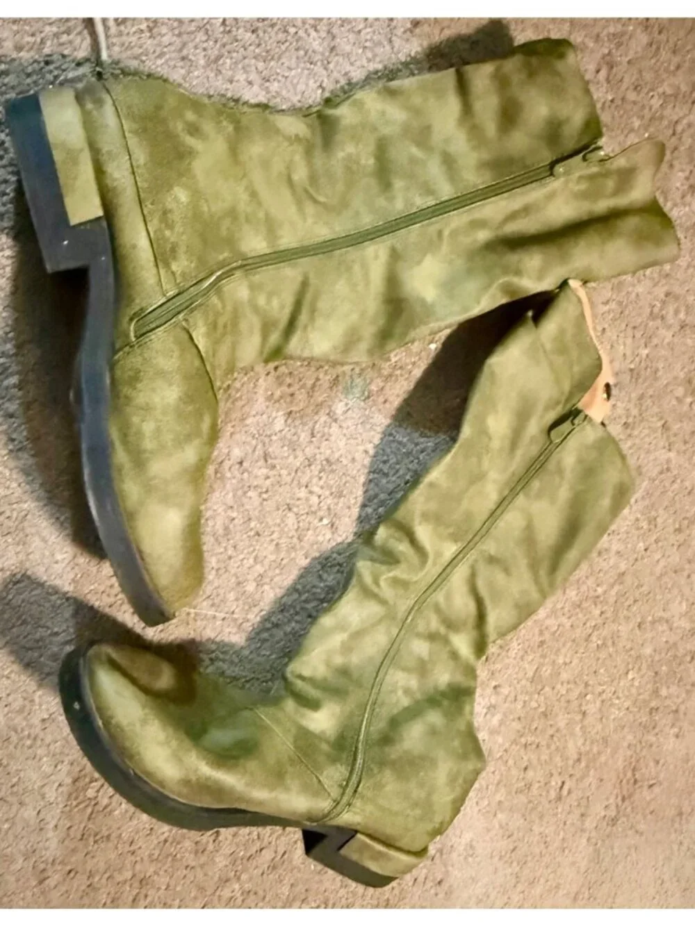Olive Green Mid‑Calf Boots – Size 10